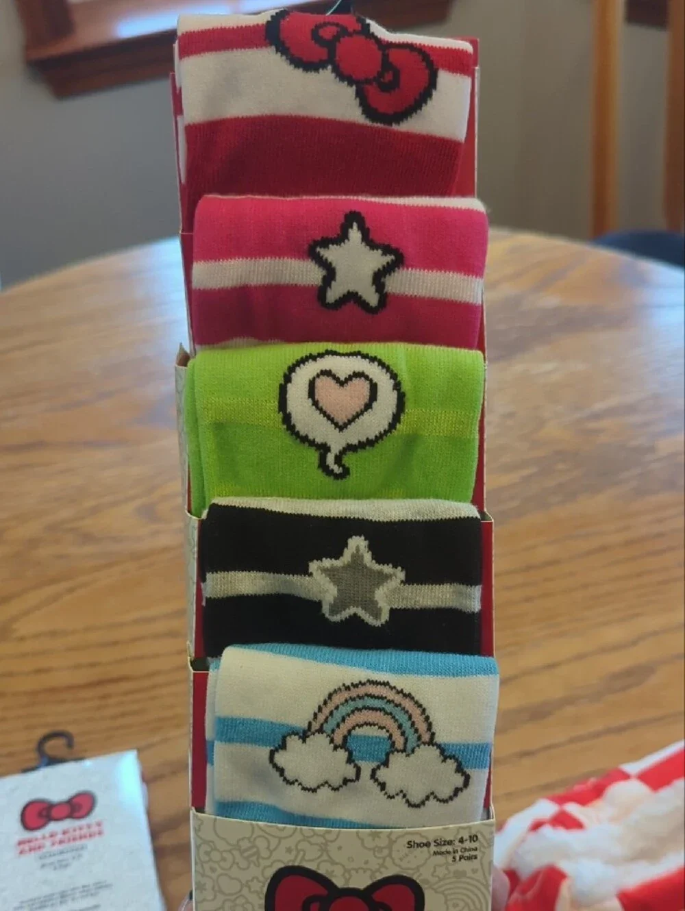 Hello Kitty Kids Sock Set with Red, Pink, Black, White, Green, Blue Accents